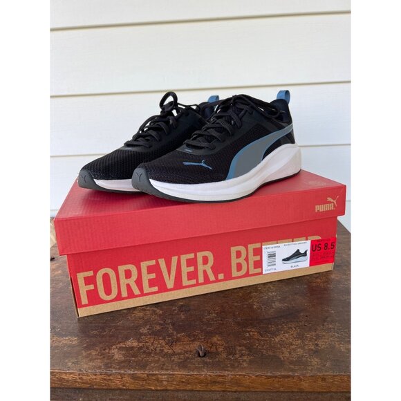 Puma Mens Rocket Fuel Sneakers Size 8.5 Black/Blue Mesh Lightweight Running Shoe - Picture 1 of 6